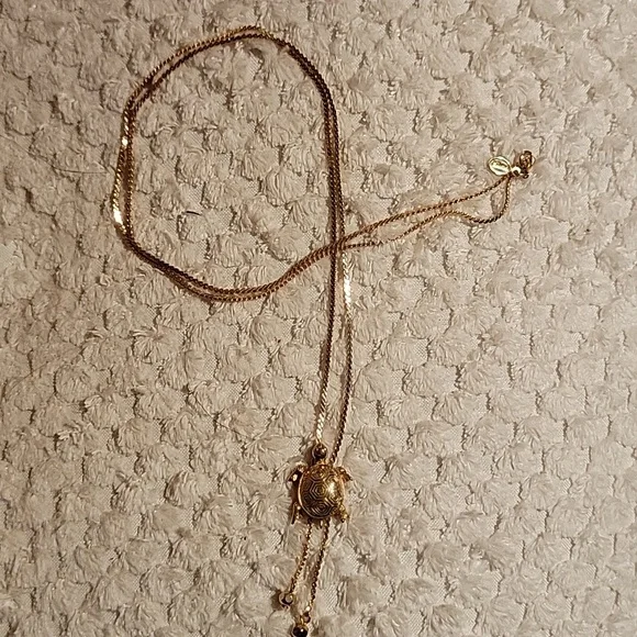 Avon Gold Turtle Lariat Necklace - Picture 2 of 5